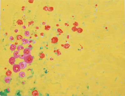 Stockrosen und Rosen