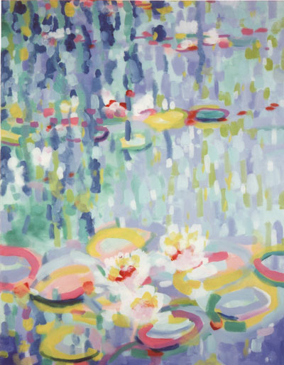 Seerosen rot-blau-gelb